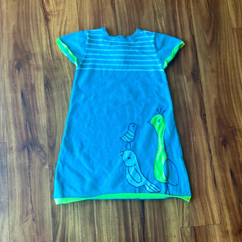 Cute teal dress with stripes and 3 birds